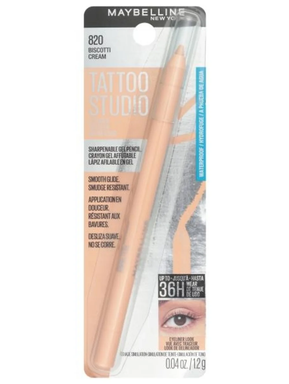 2 x Maybelline Tattoo Studio Sharpenable Gel Eyeliner 820 Biscotti Cream